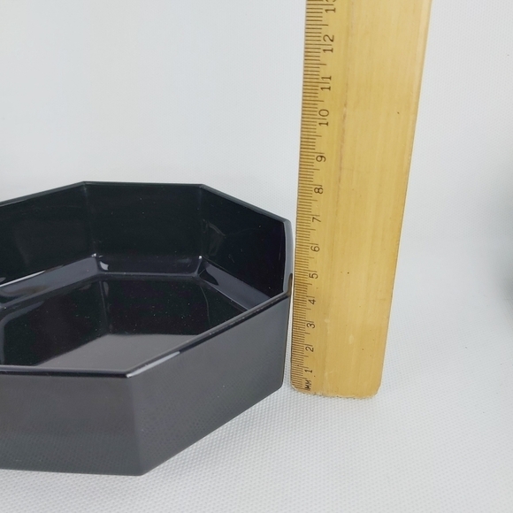 1980'S Arcoroc Octine Black glass octagon Made in France soups bowls mug saucers - Picture 15 of 16